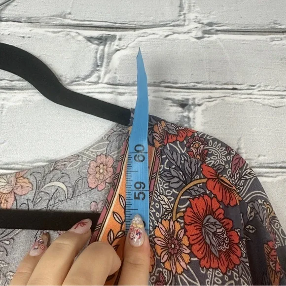 Aveology Floral Earth Angel Maxi Dress 22/24 Flare Sleeve Boho Southwestern - Picture 12 of 13